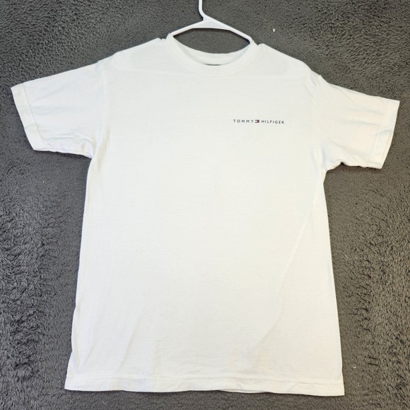Tommy Hilfiger‎ Shirt Mens Medium White Classic Tee Logo Spell Out Casual Cotton - Picture 1 of 6